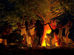 The God Pan with Nymphs Dancing in the Forest