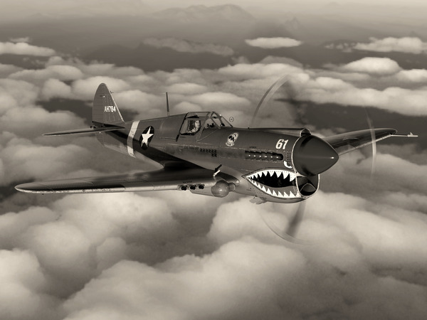 Curtiss P-40 Warhawk BW Print