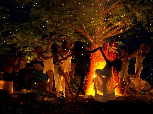 The God Pan with Nymphs Dancing in the Forest Print