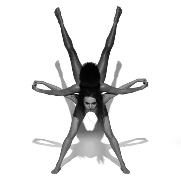 Yoga Couple Star Position BW Pose Print