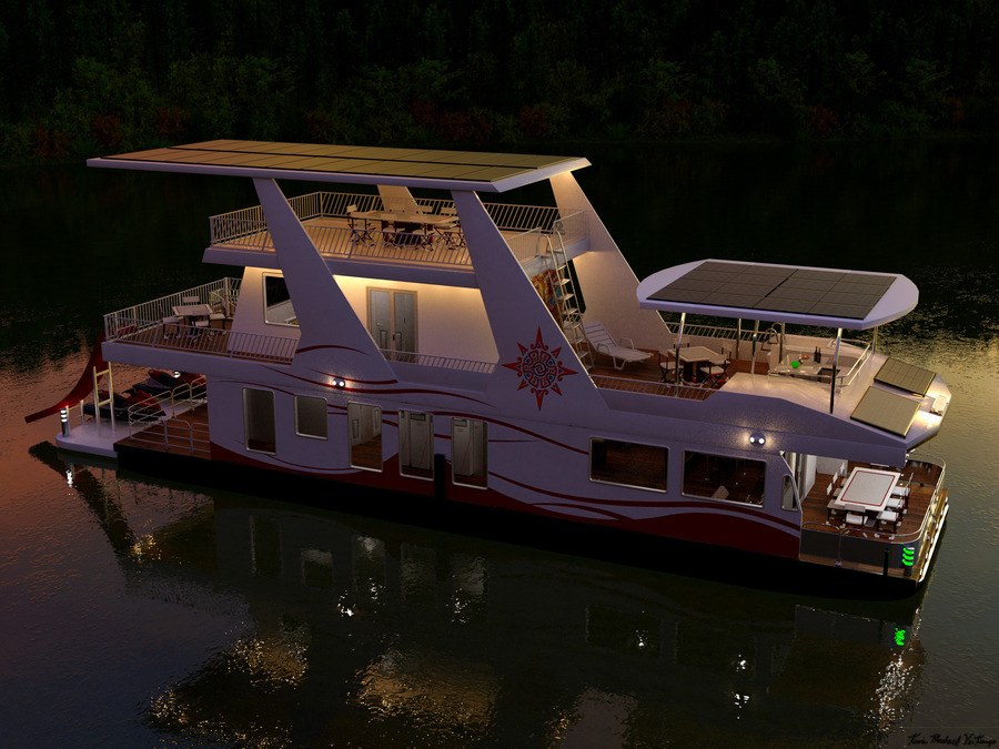 Solar Electric Powered Houseboat   Print