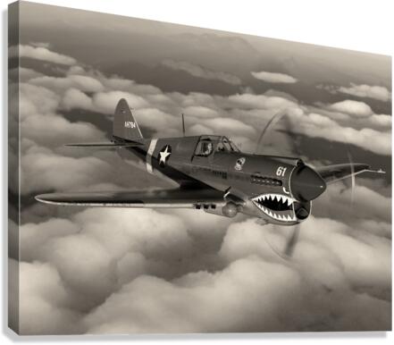 Curtiss P-40 Warhawk BW Canvas Print