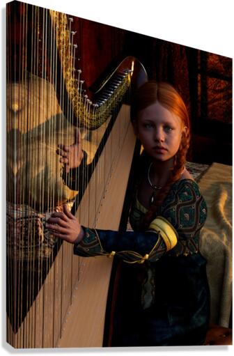 Serenade of the Celtic Harpist  Canvas Print