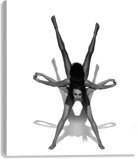 Yoga Couple Star Position BW Pose Canvas Print