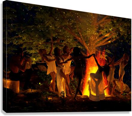 The God Pan with Nymphs Dancing in the Forest Canvas Print