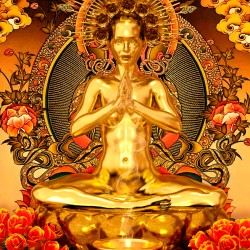 The Buddhista in Gold with gifts - goddess of transcendental wisdom