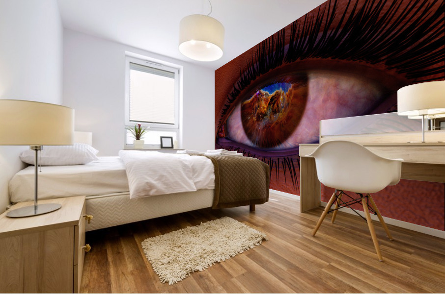 Female Space Explorer witnesses the Carina Nebula as seen by the James Webb Telescope Mural print