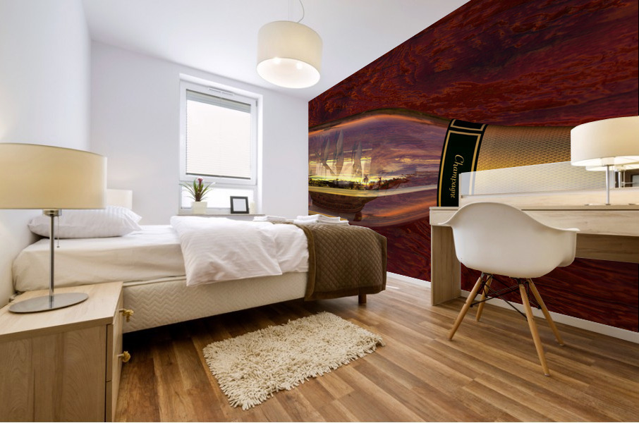 Impossible Ship in a Bottle Mural print