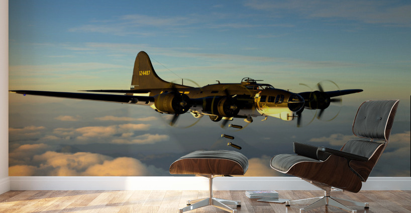 Boeing B-17 Flying Fortress Bomb Drop 2 color Wall Murals