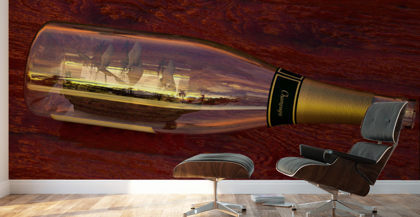 Impossible Ship in a Bottle Wall Murals