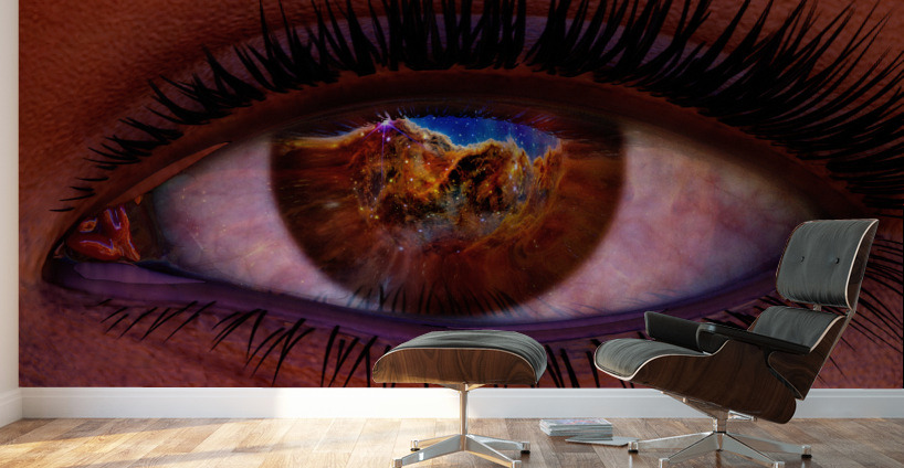 Female Space Explorer witnesses the Carina Nebula as seen by the James Webb Telescope Wall Murals