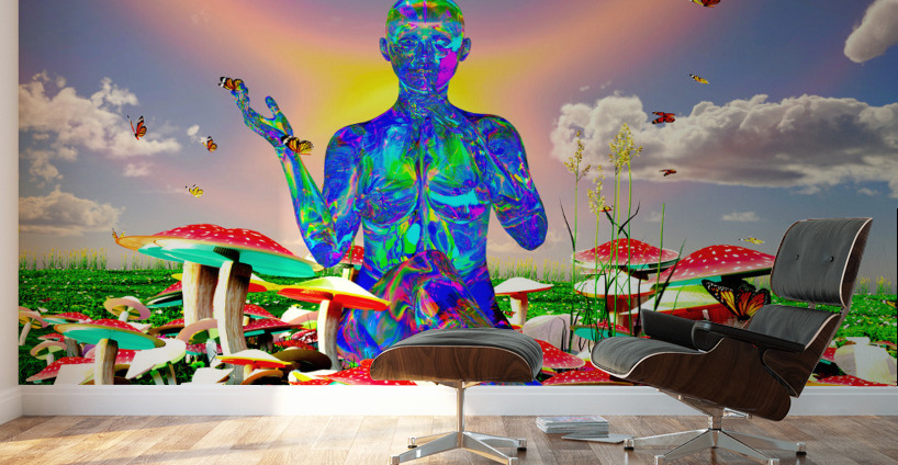 Magic  psychedelic psychoactive psilocybin mushrooms Wall Murals