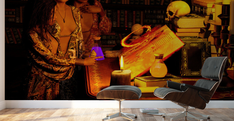 Young Wiccan Girls Practing their Witchcraft Wall Murals