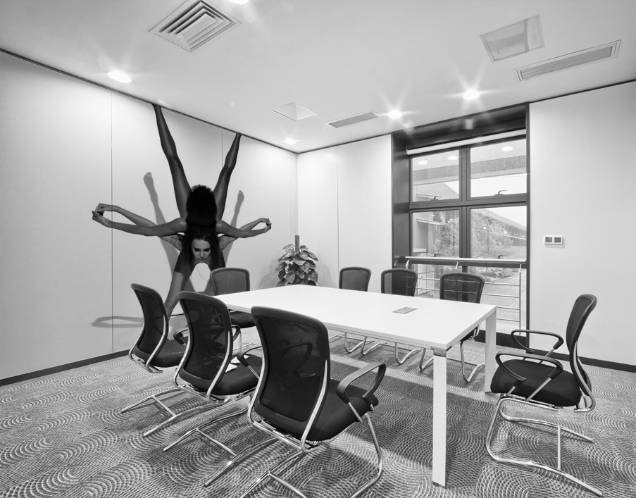 Yoga Couple Star Position BW Pose Wall Printing