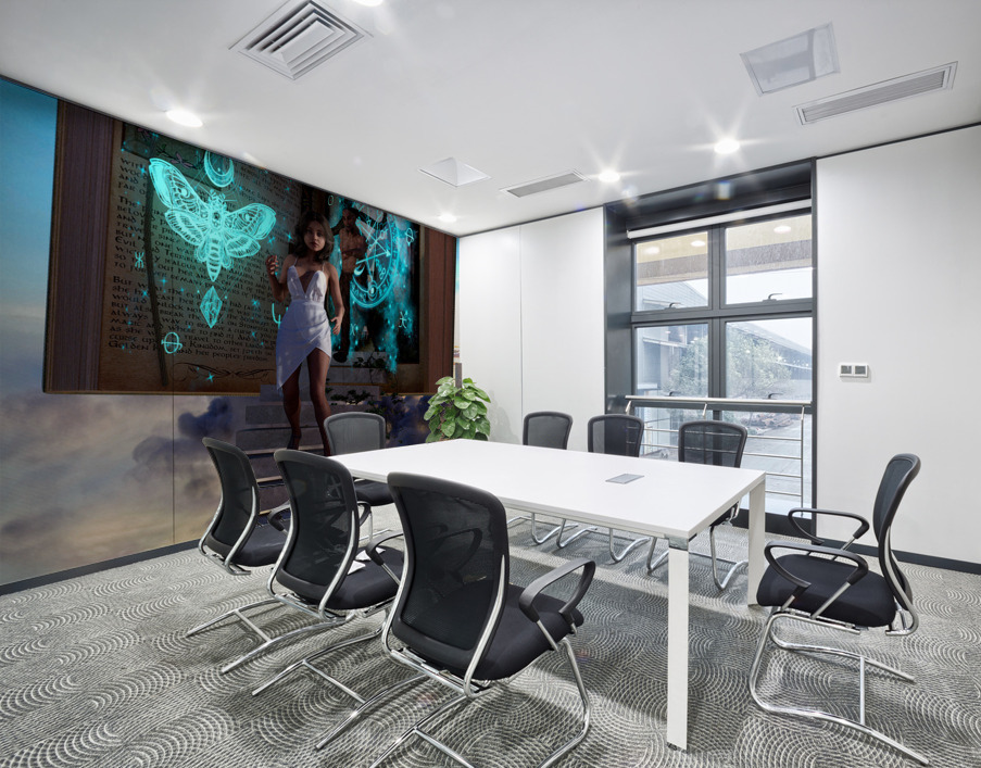 Girl Escaping Demon in Story Book - innocence vs evil Wall Printing