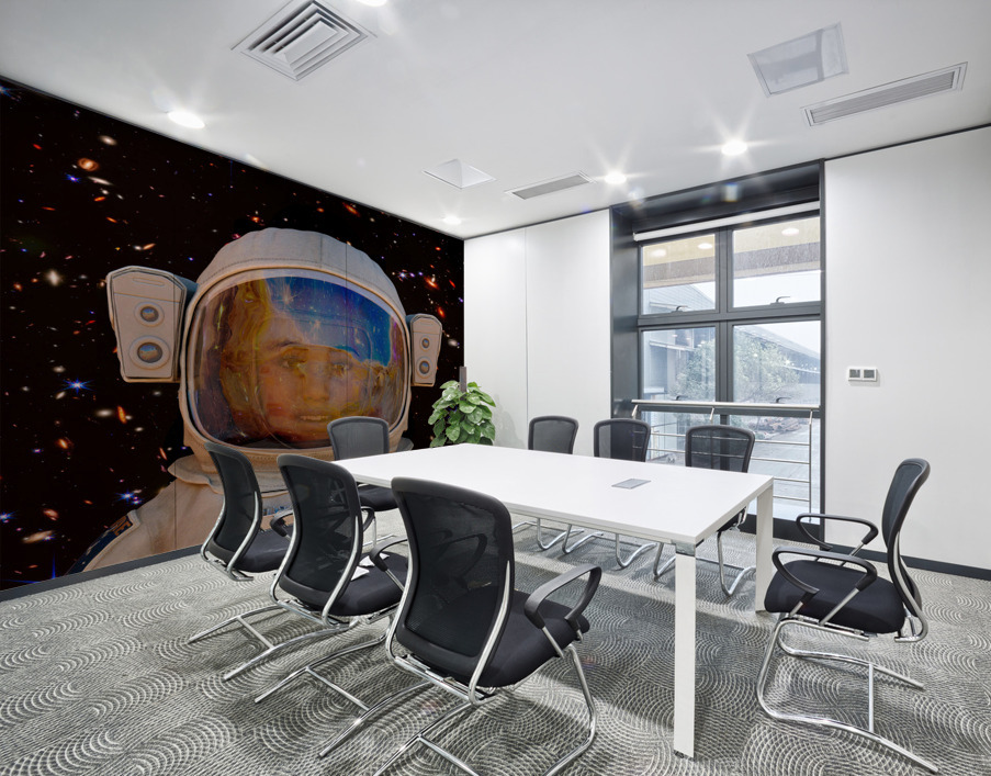 Female Space Explorer witnesses the Carina Nebula as seen by the James Webb Telescope Wall Printing