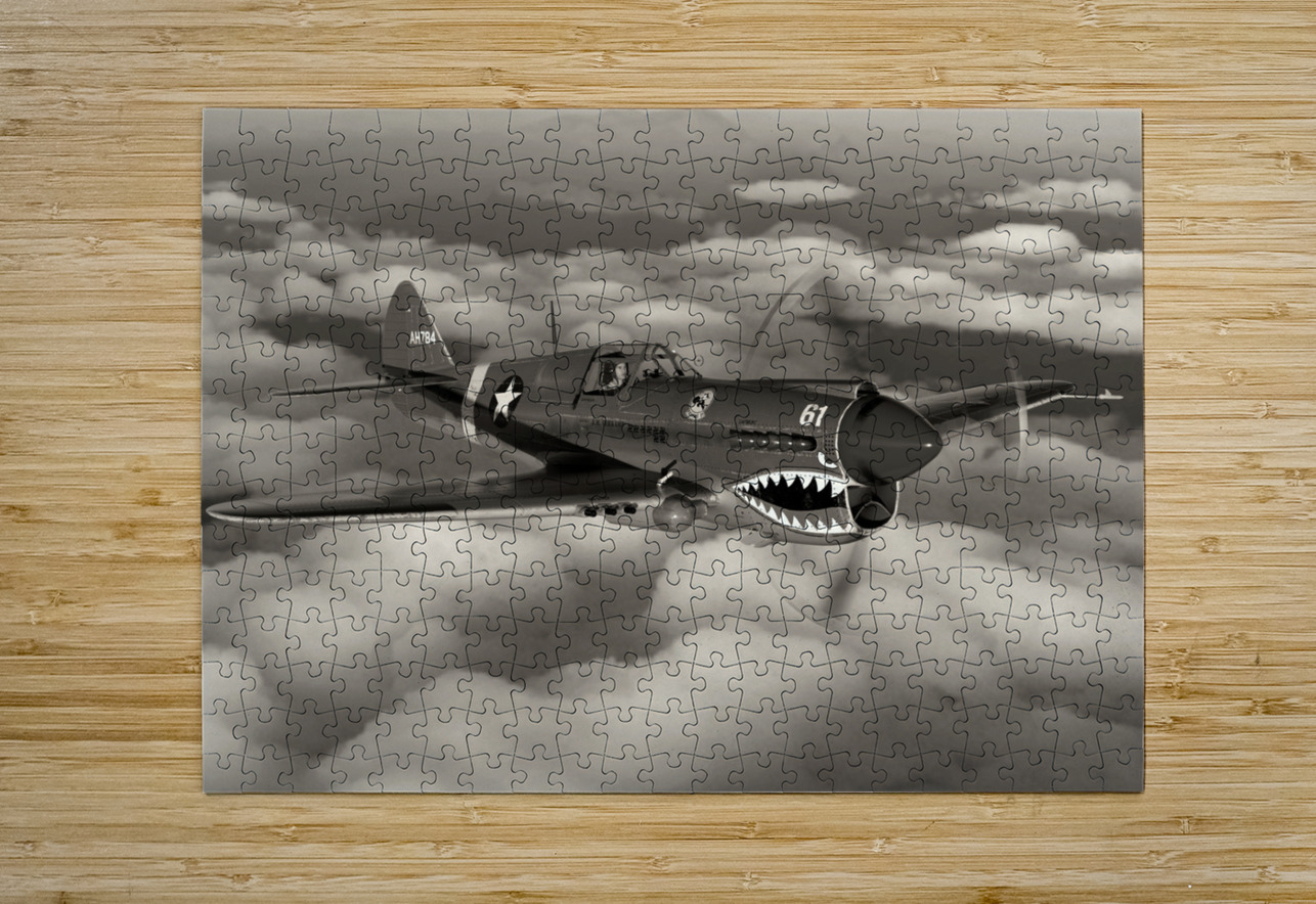 Curtiss P-40 Warhawk BW Kevin Michael VerKamp Puzzle printing