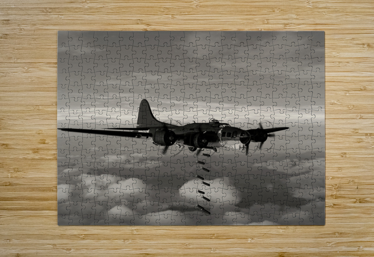 Boeing B-17 Flying Fortress Bomb Drop 2 BW Kevin Michael VerKamp Puzzle printing