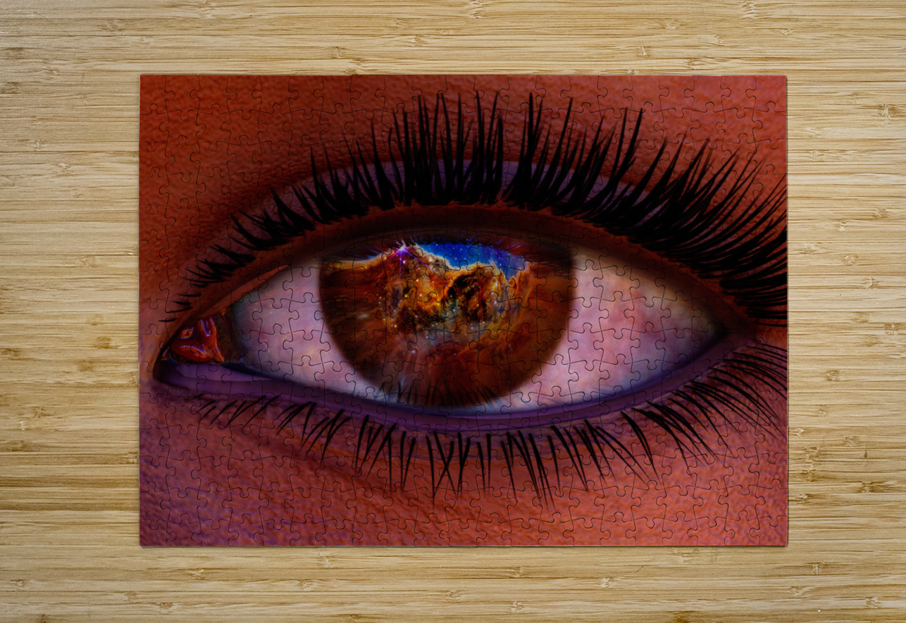 Female Space Explorer witnesses the Carina Nebula as seen by the James Webb Telescope Kevin Michael VerKamp Puzzle printing