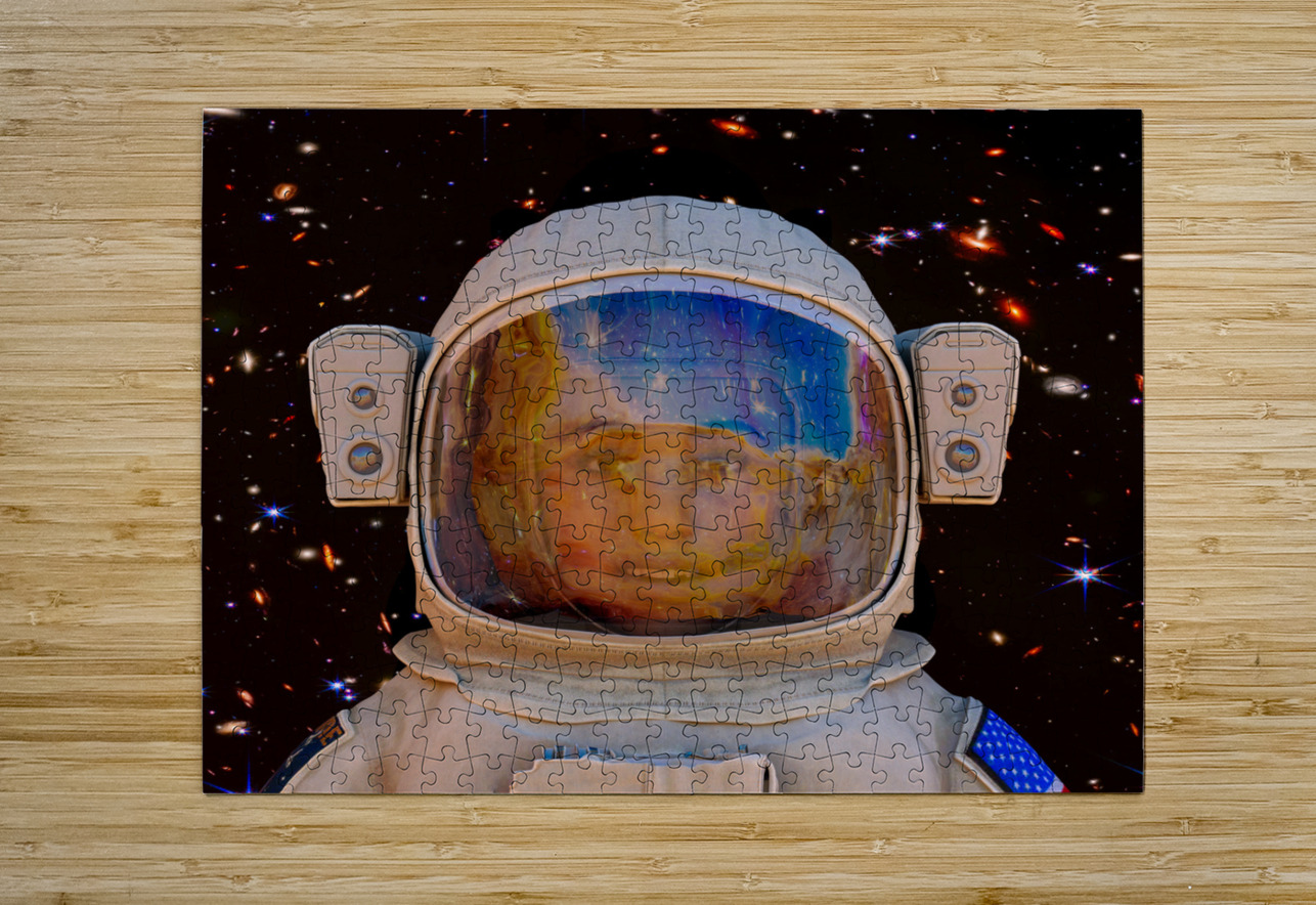 Female Space Explorer witnesses the Carina Nebula as seen by the James Webb Telescope Kevin Michael VerKamp Puzzle printing