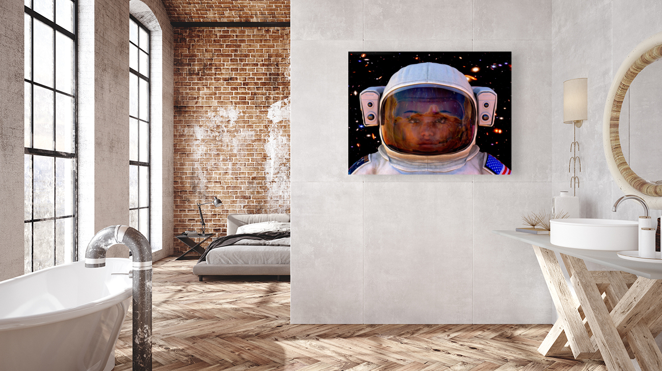 Female Space Explorer witnesses the Carina Nebula as seen by the James Webb Telescope Reproduction