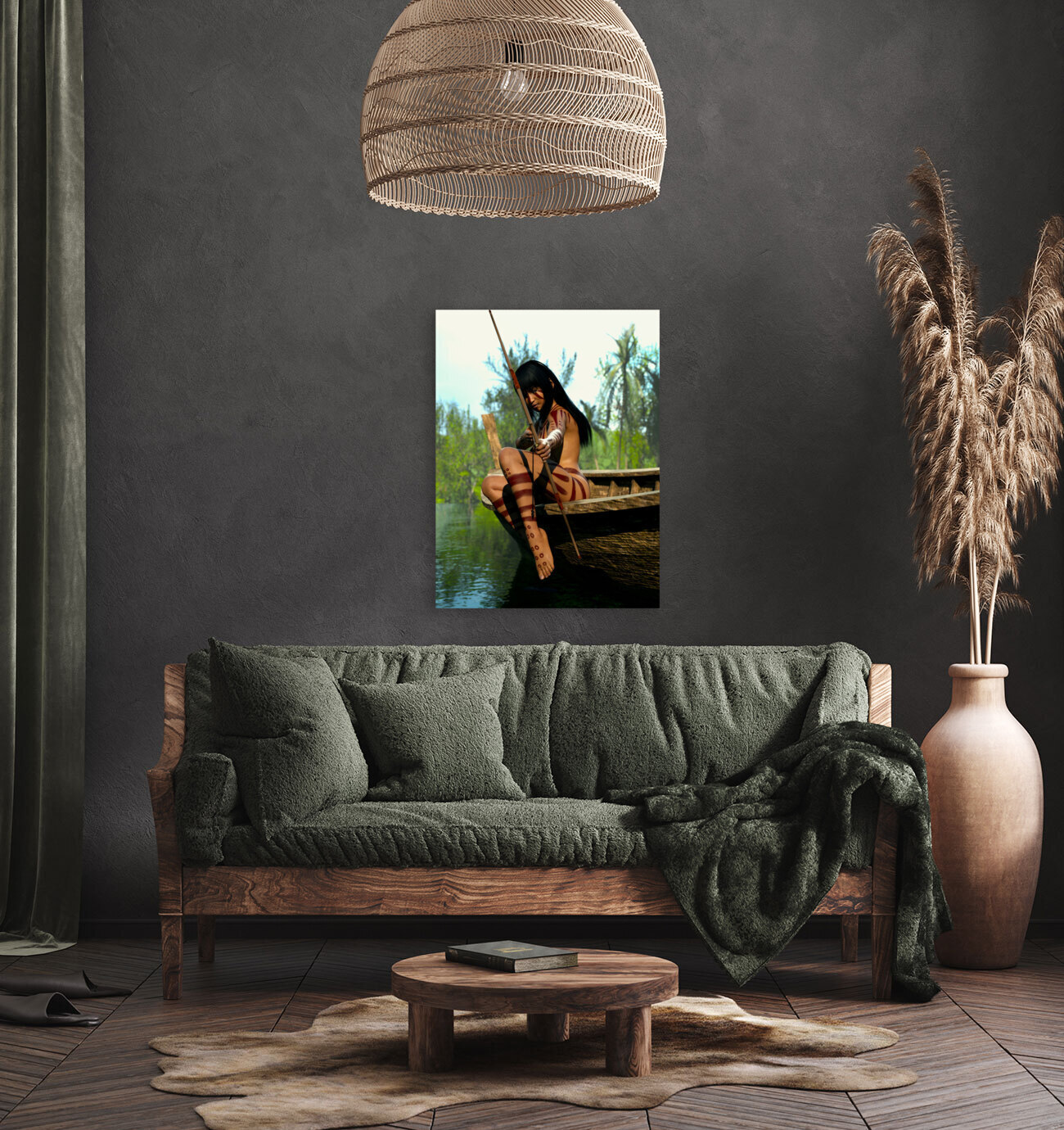 In the Sights of a Nude Indigenous Girl Reproduction