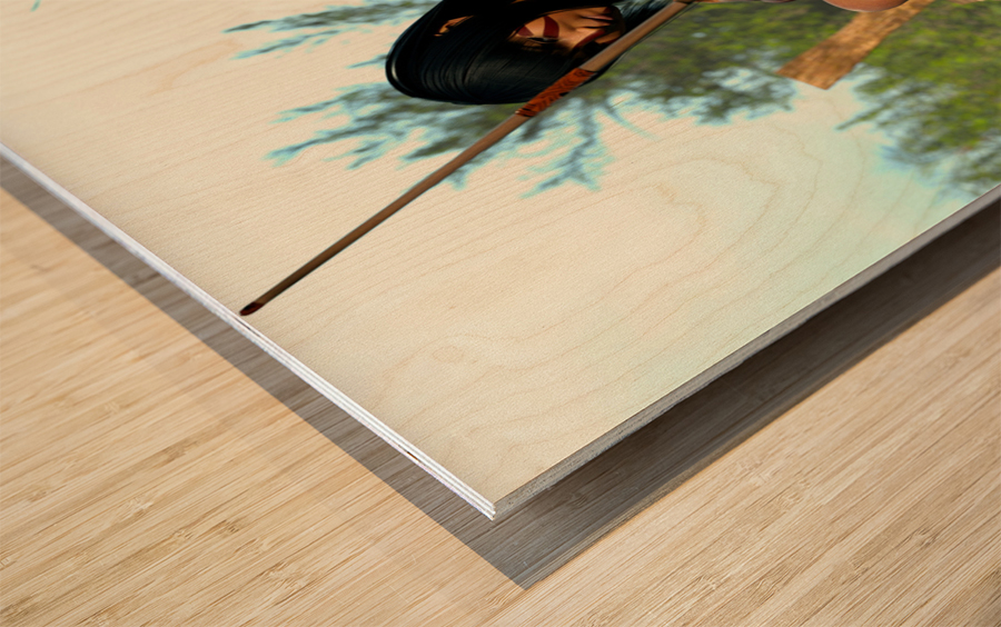 In the Sights of a Nude Indigenous Girl Wood print